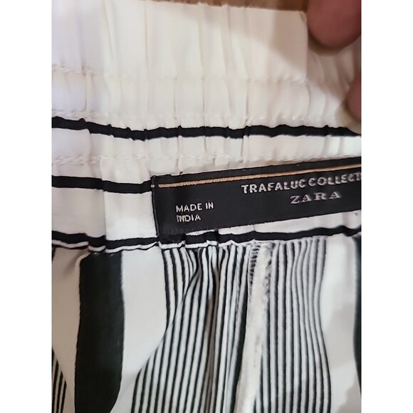 ZARA TRAFALUC Black + White Striped Full-Length Pants Small - Picture 6 of 14